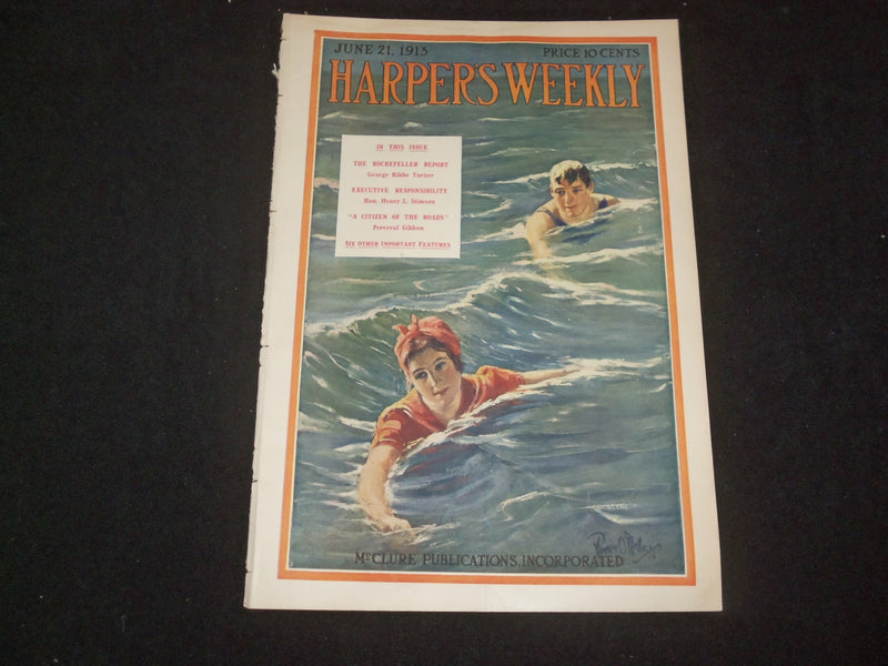 1913 JUNE 21 HARPER'S WEEKLY MAGAZINE - THE ROCKEFELLER REPORT - ST 6393