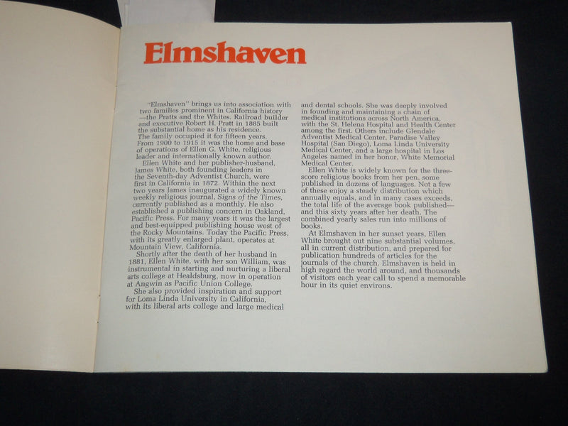 1970'S ELMSHAVEN - ELLEN WHITE SOFTCOVER PAMPHLET - J 8664