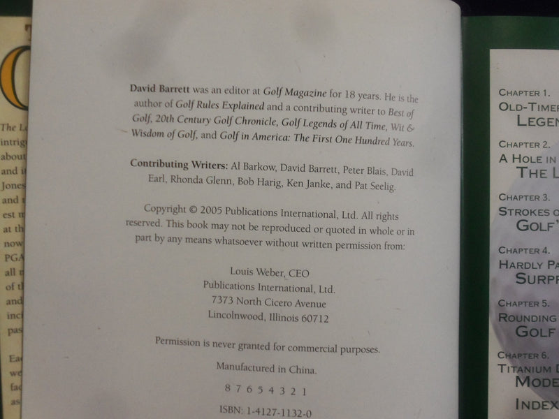 2005 THE LOVE OF GOLF HARDCOVER BOOK BY DAVE BARRETT - KD 8222