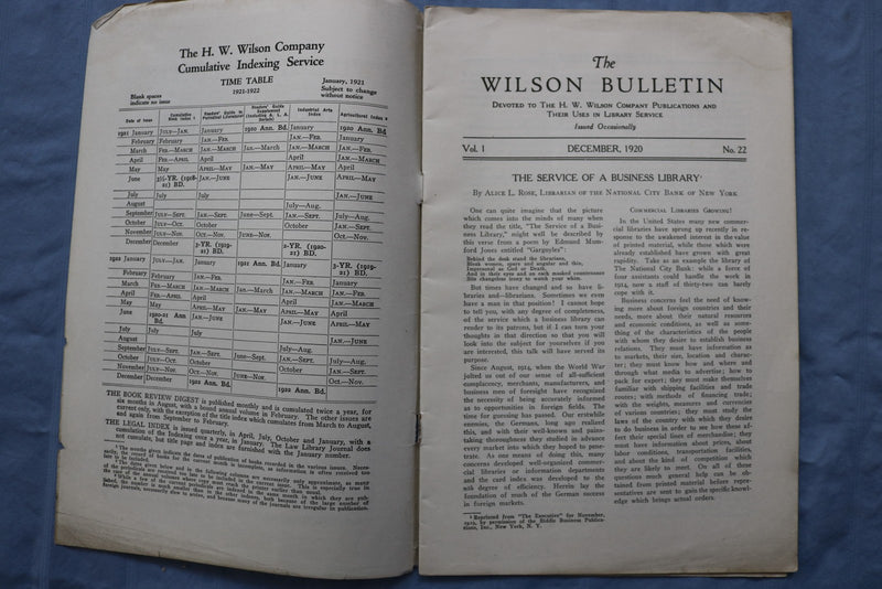 1917-1920 THE WILSON BULLETIN - THE SCHOOL LIBRARY NUMBER - LOT OF 4 - K 2966