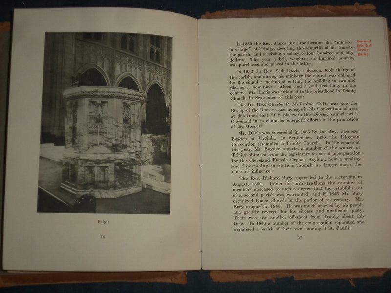 1912 TRINITY CATHEDRAL HISTORICAL GUIDE - CLEVELAND - J 4662