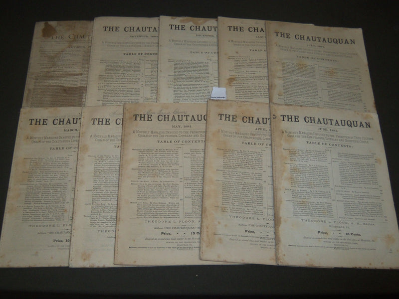 1880-1881 THE CHAUTAUQUAN MAGAZINE LOT OF 10 ISSUES - WR 782