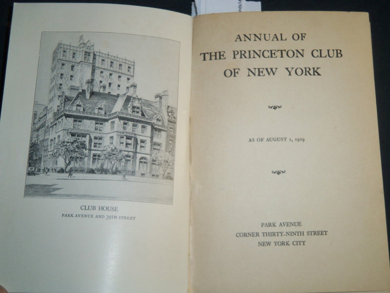 1929 ANNUAL OF THE PRINCETON CLUB OF NEW YORK - PRINCETON NEW JERSEY - KD 5720