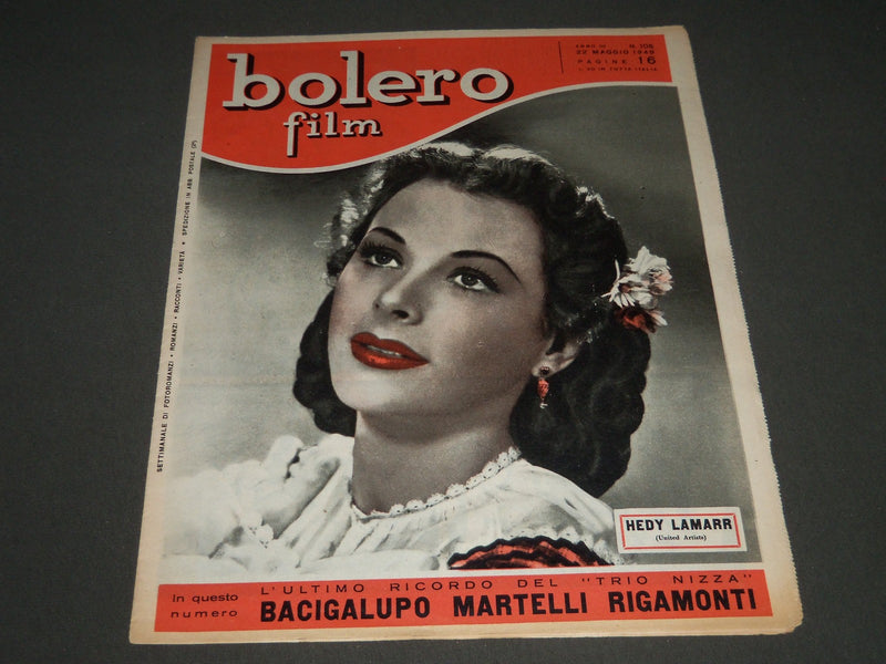 1949 MARCH 22 BOLERO FILM ITALIAN MAGAZINE - HEDY LAMARR COVER - ST 5159