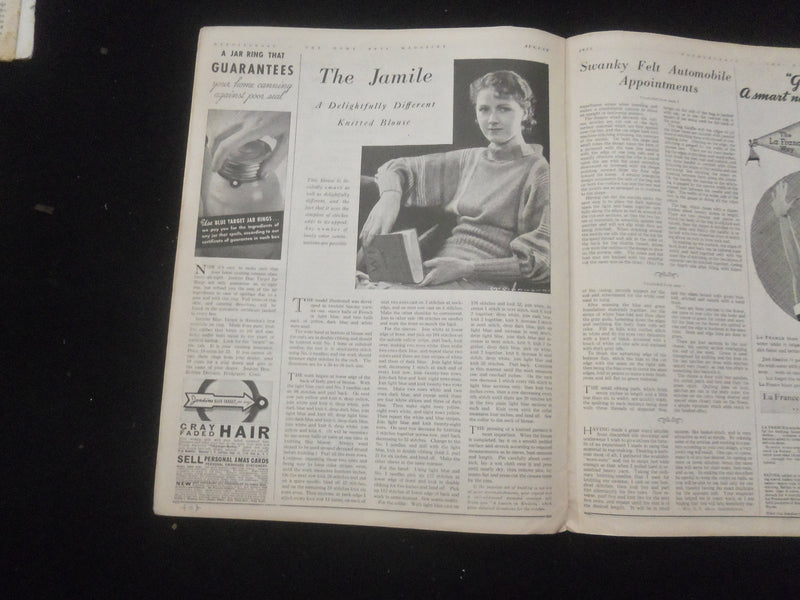 1933 AUGUST NEEDLECRAFT MAGAZINE - NICE ILLUSTRATED COVER - SP 885U