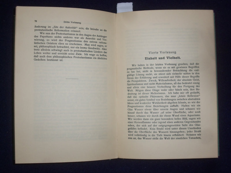 1928 DER PRAGMATISMUS HARDCOVER BOOK VON WILLIAM JAMES - GERMAN - KD 9009