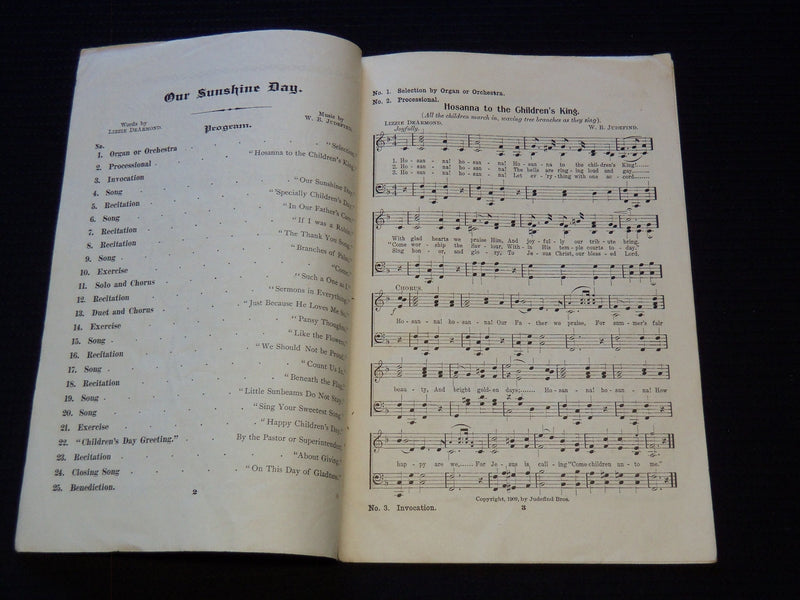 1909 OUR SUNSHINE DAY BOOK BY LIZZIE DEARMOND - JUDEFIND - J 7405