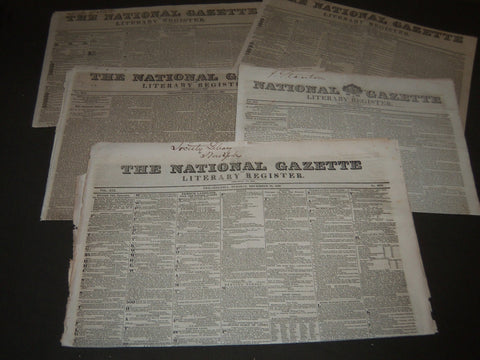 1827-1839 NATIONAL GAZETTE & LITERARY REGISTER NEWSPAPER LOT OF 5 - NP 2332