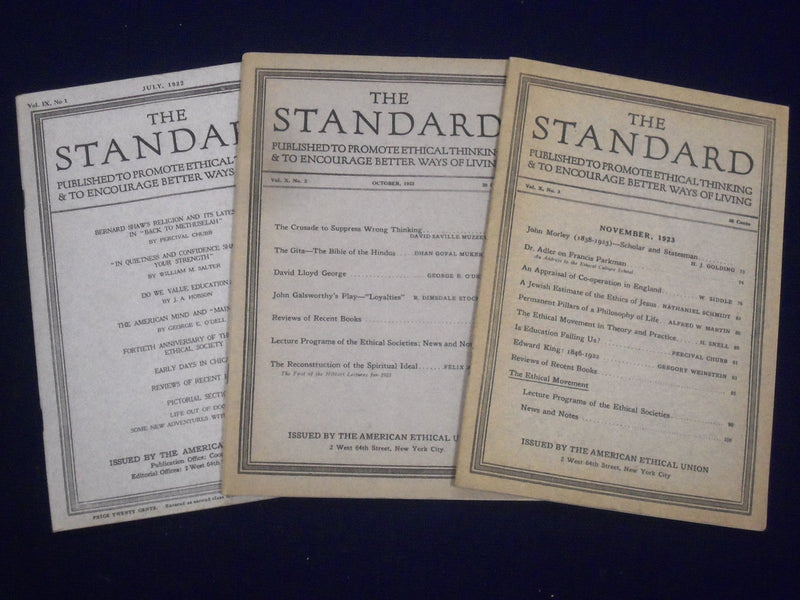 1919-1923 THE STANDARD ETHICAL THINKING MAGAZINE LOT OF 6 ISSUES - O 2695