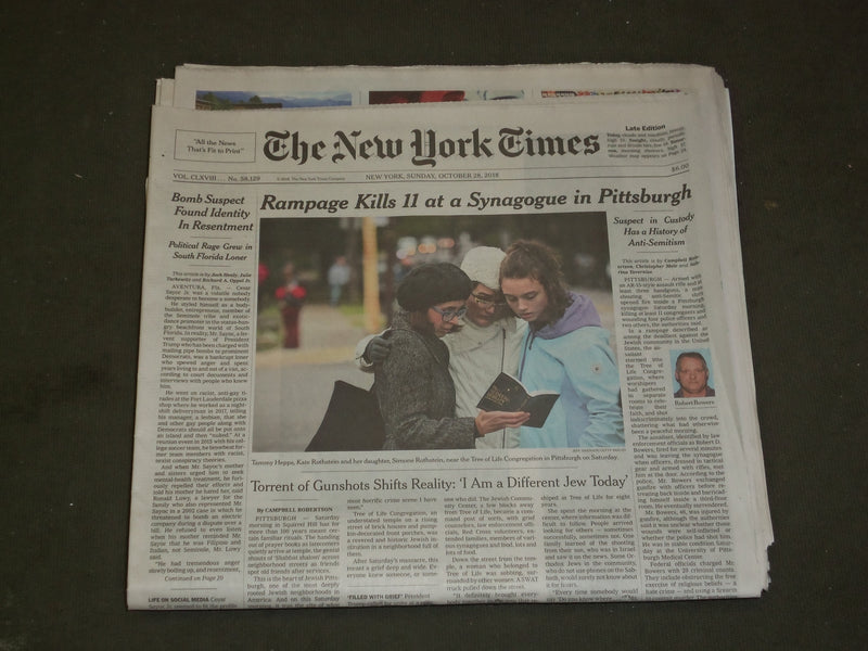 2018 OCTOBER 28 NEW YORK TIMES - 11 KILLED IN PITTSBURGH SYNAGOGUE