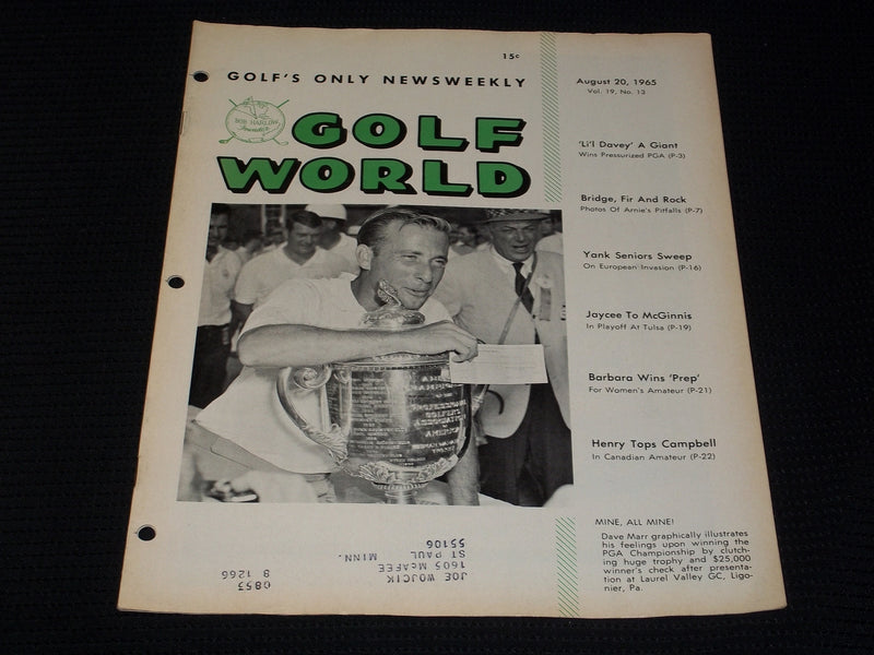 1965 AUGUST 20 GOLF WORLD MAGAZINE - DAVE MARR FRONT COVER - E 7343