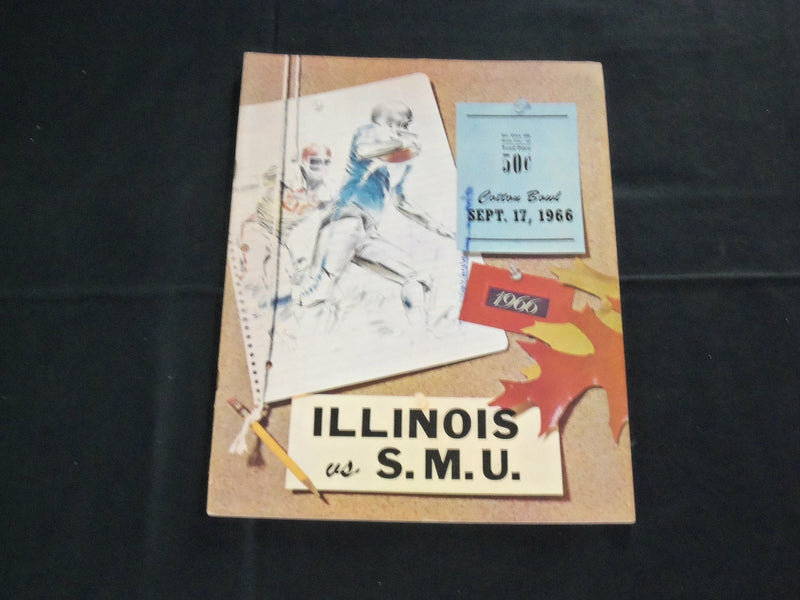 1966 SEPTEMBER 17 ILLINOIS VS. S.M.U. FOOTBALL PROGRAM - J 3738
