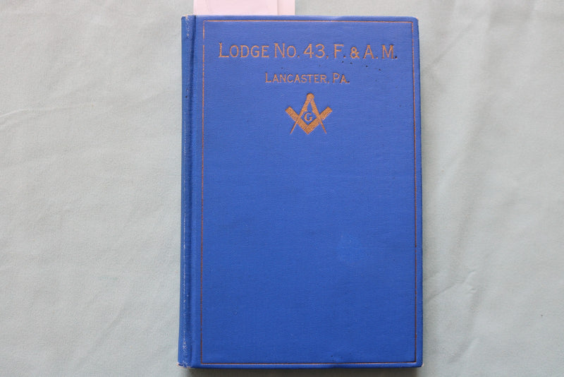 1929 BY-LAWS OF LEDGE NO. 43 HARDCOVER BOOK - LANCASTER, PENNSYLVANIA - K 3341