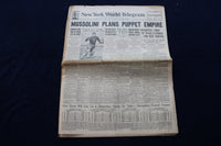 1935 OCTOBER 12 NEW YORK WORLD-TELEGRAM - HAILE SELASSIE NEW EMPEROR - NP 8870