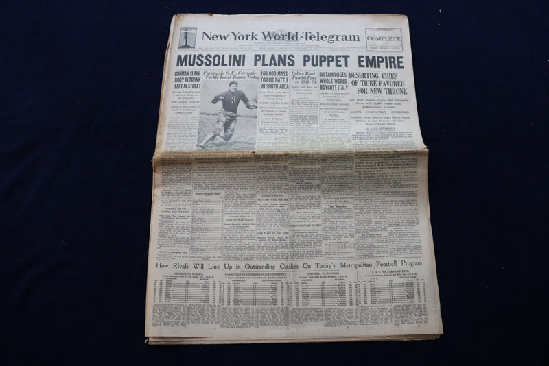 1935 OCTOBER 12 NEW YORK WORLD-TELEGRAM - HAILE SELASSIE NEW EMPEROR - NP 8870