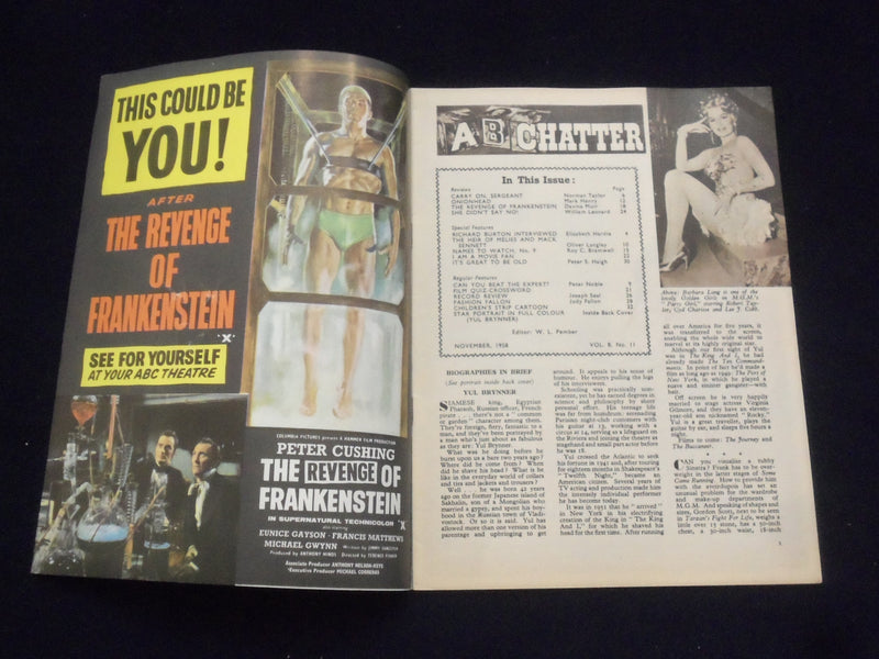 1958 NOVEMBER FILM REVIEW MAGAZINE - RHONDA FLEMING - YUL BRYNNER - J 9695
