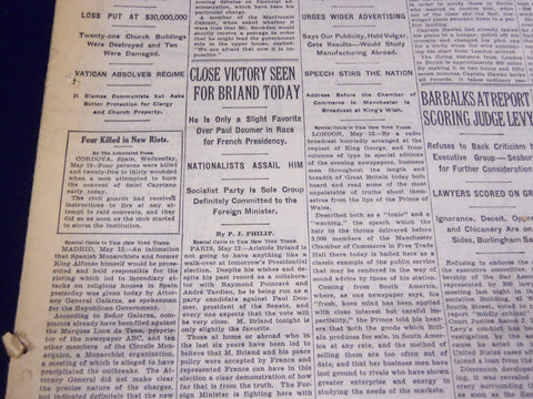 1931 MAY 13 NEW YORK TIMES - BRIAND VICTORY SEEN - NT 4131