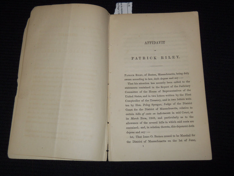 1852 ISAAC BARNES LETTER TO ELISHA WHITTLESEY - PATRICK RILEY & WARREN - J 7504