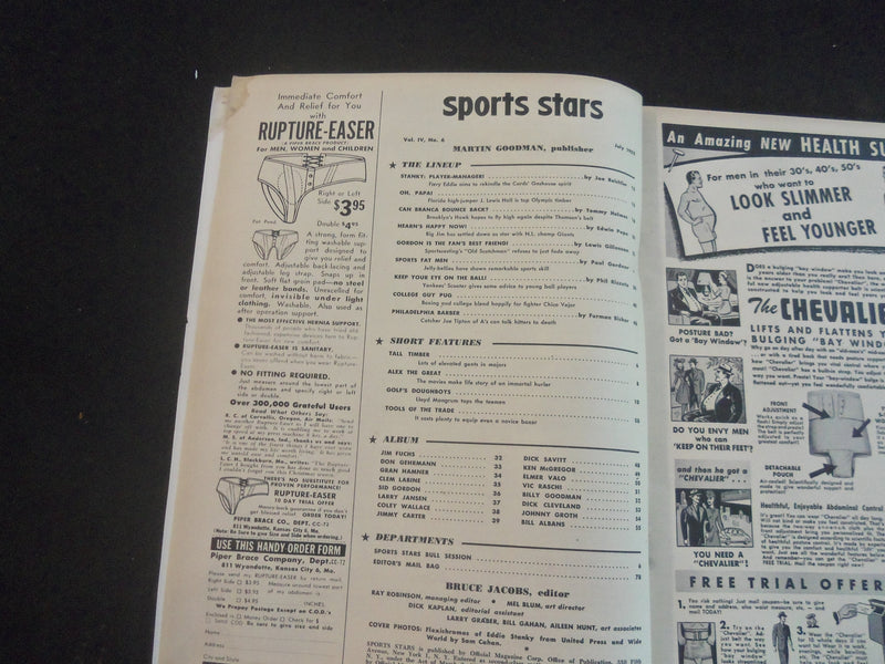 1952 JULY SPORTS STARS MAGAZINE - EDDIE STANKEY PLAYER-MANAGER COVER - J 7737