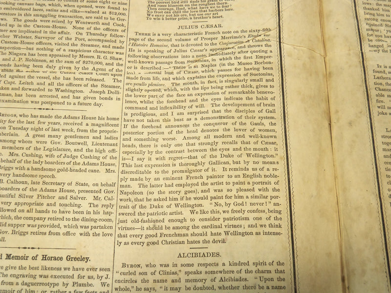 1851 JANUARY 25 THE BOSTON MUSEUM NEWSPAPER - HORACE GREELEY - CAESAR - NP 9035
