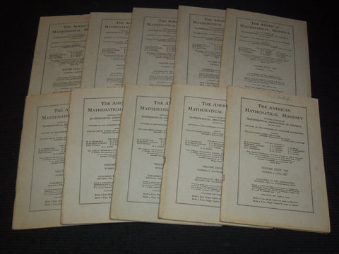1928 THE AMERICAN MATHEMATICAL MONTHLY MAGAZINE LOT OF 10 - COMPLETE YR- WR 277I