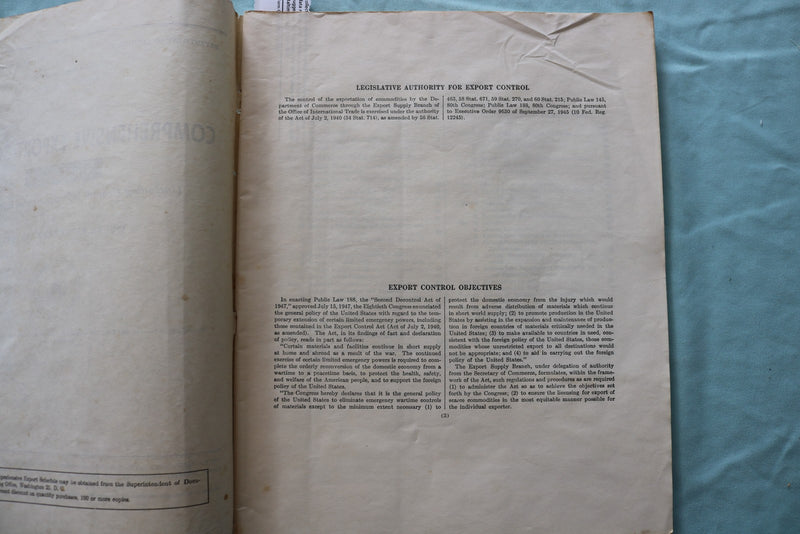 1947 COMPREHENSIVE EXPORT SCHEDULE AND UPDATES - K 3302