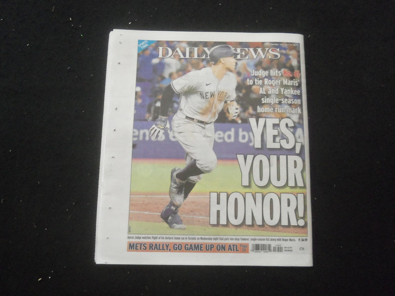 2022 SEPTEMER 29 NEW YORK DAILY NEWS NEWSPAPER - AARON JUDGE HITS HOME RUN #61