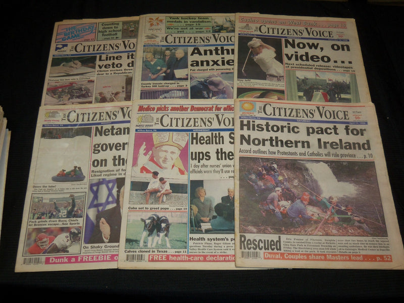 1988-1999 CITIZENS'VOICE NEWSPAPERS LOT OF 53 - WILKES BARRE, PA - NP 2703A