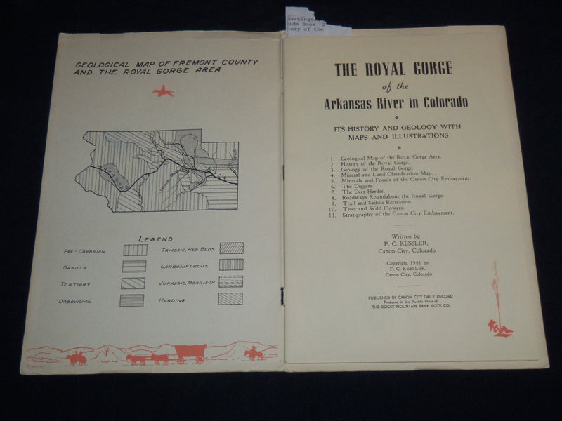 1941 THE ROYAL GORGE HISTORY AND GEOLOGY BOOK - ARKANSAS RIVER COLORADO - J 8580
