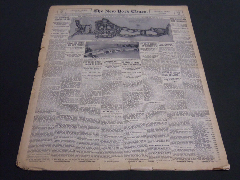 1936 DECEMBER 6 NEW YORK TIMES GENERAL NEWS - VAST QUEEN PARK RISING - NT 7004
