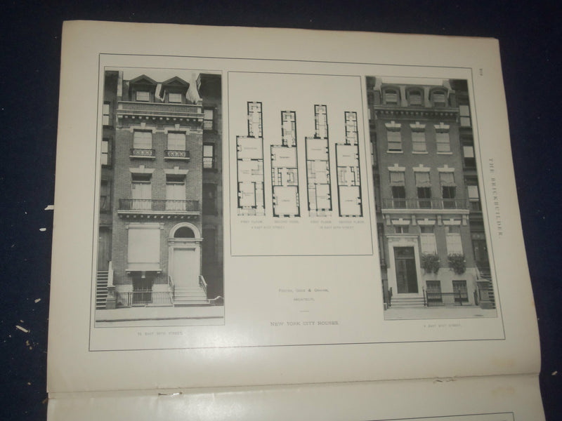1908 SEPTEMBER THE BRICKBUILDER MAGAZINE - NEW YORK CITY HOUSES - ST 258J