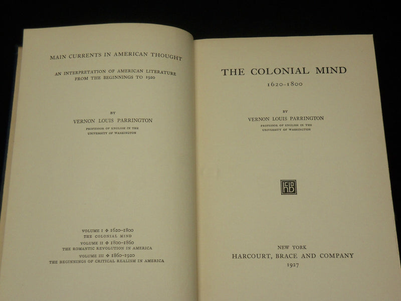 1927 THE COLONIAL MIND REVOLUTION BY VERNON PARRINGTON VOLUME 1 & 2 - KD 6553