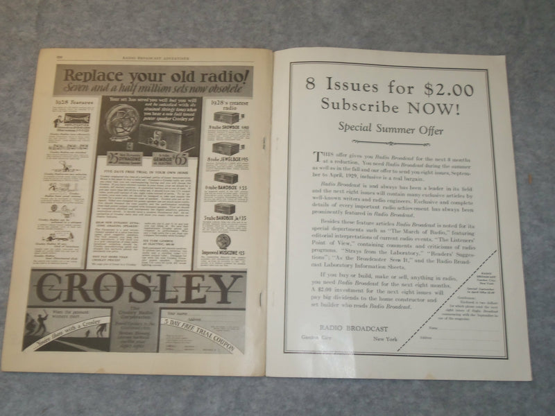 1928 AUGUST RADIO BROADCAST MAGAZINE - J 6304