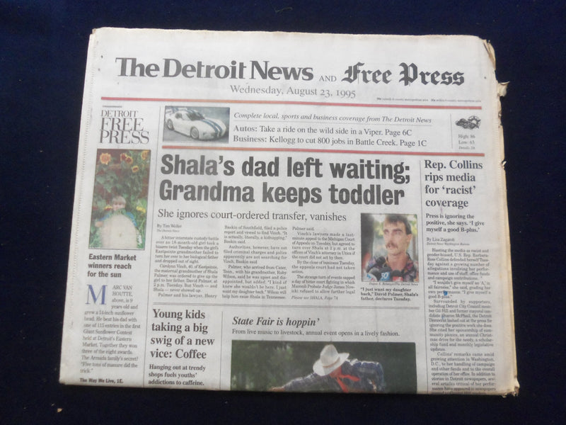 1995 AUG 23 DETROIT NEWS/FREE PRESS NEWSPAPER-SHALA'S DAD LEFT WAITING - NP 7211