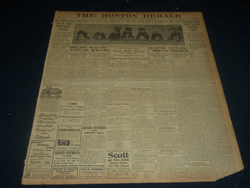 1908 NOVEMBER THE BOSTON HERALD - DARTMOUTH SURE OF BEATING HARVARD - BH 223