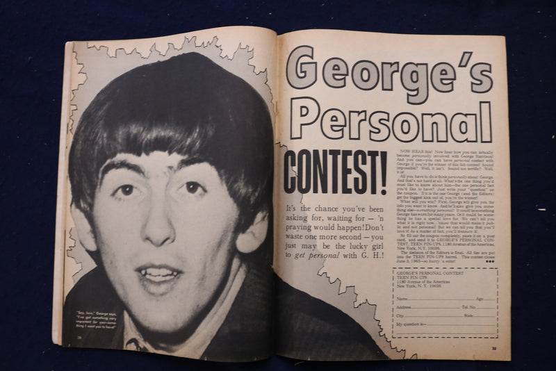 1965 JUNE TEEN PIN-UPS MAGAZINE - THE BEATLES PHOTOS AND ARTICLES - E 18592