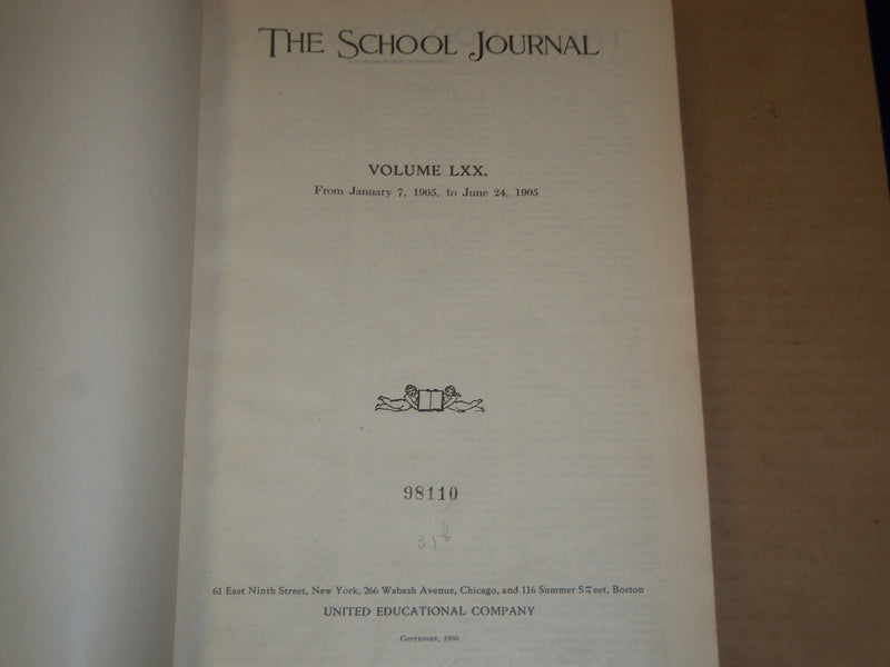 1905-1906 THE SCHOOL JOURNAL MAGAZINE BOUND VOLUME 70 & 71 LOT OF 2 - KD 3227