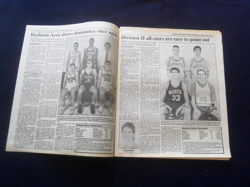 1993 APRIL 16 TIMES LEADER SPECIAL SECTION-WILKES-BARRE-WINTER ALL-STARS-NP 6185