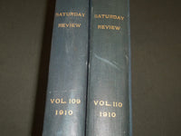 1910 SATURDAY REVIEW 2 BOUND VOLUMES - COMPLETE YR- PUBLISHED IN LONDON - R 1119