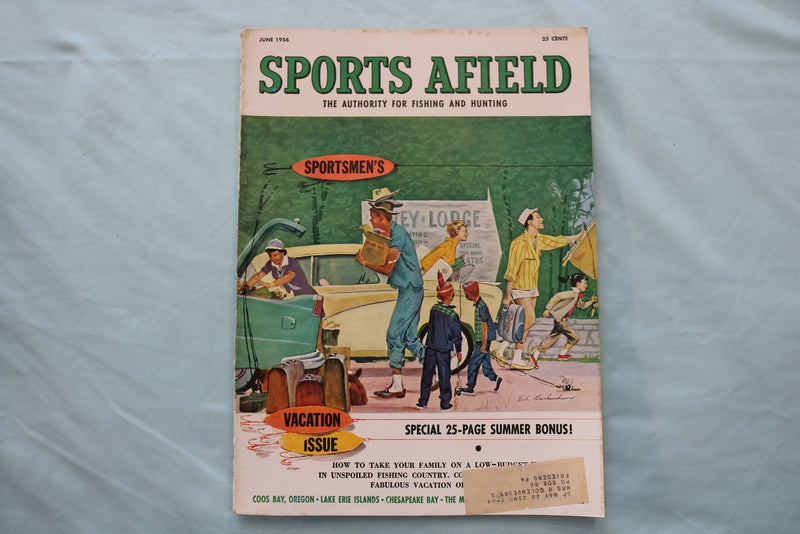 1956 JUNE SPORTS AFIELD MAGAZINE - THE VACATION ISSUE COVER - E 26595