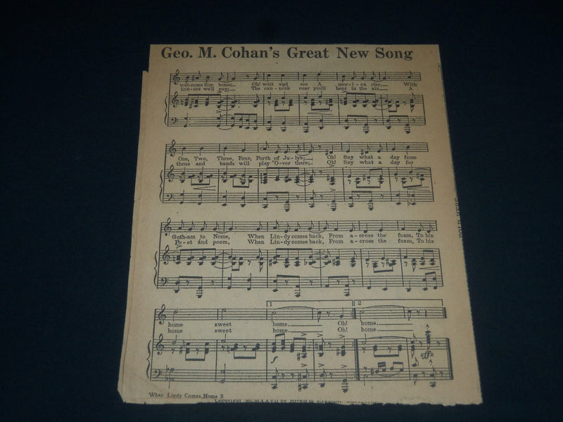1927 JUNE 6 WHEN LINDY COMES HOME BY GEORGE M. COHAN - CHICAGO HERALD - NP 3691