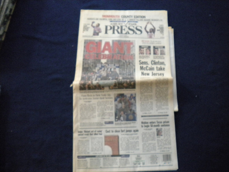 2008 FEB 6 ASBURY PARK PRESS NEWSPAPER - N.Y. GIANTS CELEBRATION - NP 5955