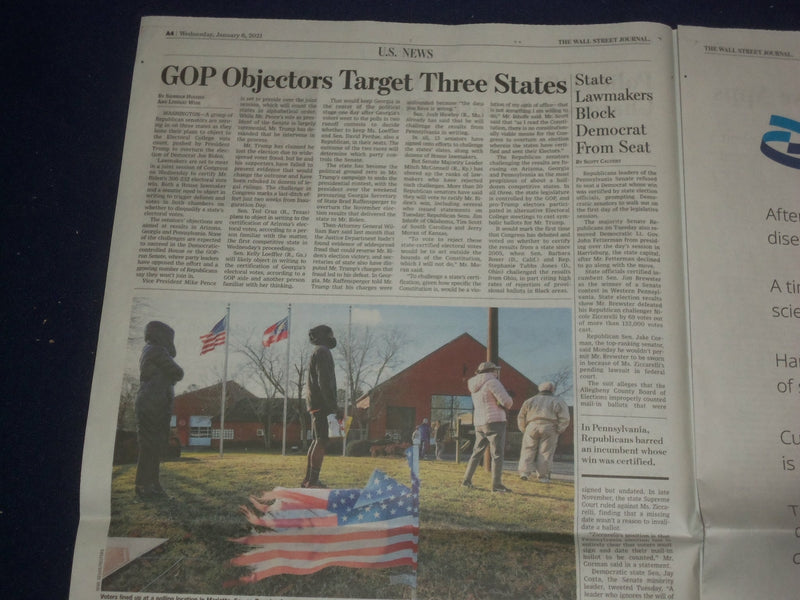 2021 JANUARY 6 THE WALL STREET JOURNAL -GEORGIA RUNOFFS TO DECIDE SENATE CONTROL