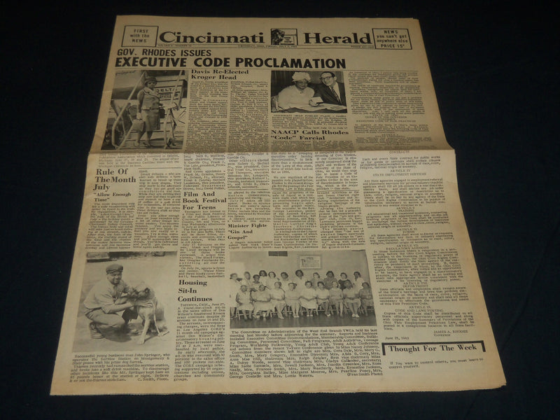 1963 JULY 5 CINCINNATI HERALD - GOV. RHODES ISSUES PROCLAMATION - NP 4404