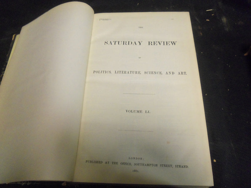 1881 SATURDAY REVIEW 2 BOUND VOLUMES - COMPLETE YR- PUBLISHED IN LONDON - R 1102