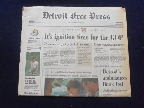 1996 AUGUST 12 DETROIT FREE PRESS NEWSPAPER - REPUBLICAN CONVENTION - NP 7267