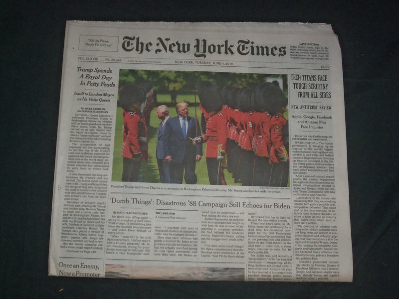 2019 JUNE 4 NEW YORK TIMES - TRUMP SPENDS A ROYAL DAY IN PETTY FEUDS