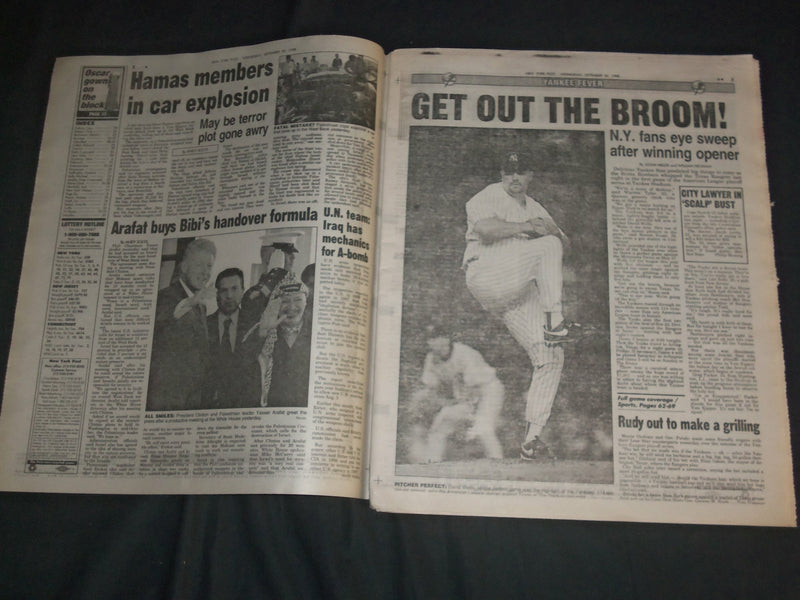 1997 SEPTEMBER 30 NEW YORK POST NEWSPAPER - DAVID WELLS - YANKEES - NP 4108