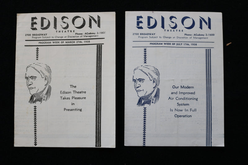 1935-1938 EDISON THEATRE MOVIE PROGRAMS - LOT OF 6 - K 1972