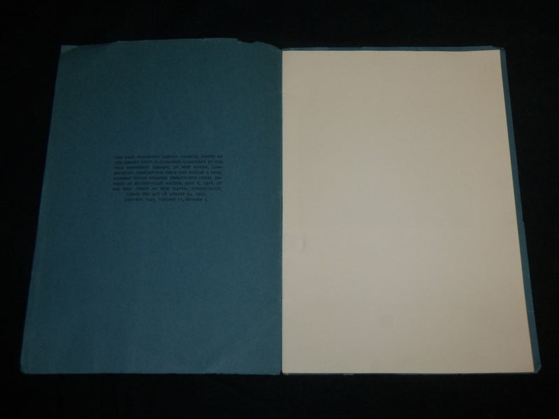 1943 JANUARY THE YALE UNIVERSITY LIBRARY GAZETTE SOFTCOVER BOOK - J 6818